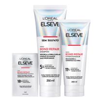 Kit Elseve Bond Repair Shampoo 250ml Condicionador 200ml e Tratamento Pré Shampoo Sachê 7ml