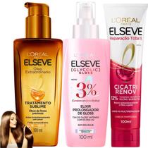 Kit Elseve Cicatri Renov 100 Elixir Gloss Acidificante Óleo Extraordinário Antifrizz Brilho Repair
