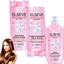Kit Elseve Creme de Hidratação Loreal Paris Glycolic Gloss Serum Nova linha
