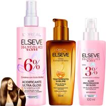 Kit Elseve Elixir Acidificante Glycolic Gloss Oleo Extraordinário Antifrizz Brilho Serum Spray Botox Kit Elseve Elixir Acidificante Glycolic Gloss Oleo Extraordinário Antifrizz Brilho Serum Spray Botox