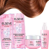 Kit Elseve Gloss Shampoo Condicionador Mascara Creme de Tratamento Elixir Glycolic Gloss Kit Elseve Gloss Shampoo Condicionador Mascara Creme de Tratamento Elixir Glycolic Gloss
