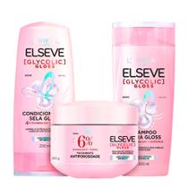 Kit Elseve Glycolic Gloss com Shampoo 200ml + Condicionador 200ml + Máscara 300g