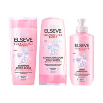 Kit elseve glycolic gloss shampoo + cond + cr pentear loréal