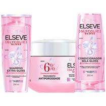 Kit Elseve Glycolic Gloss Shampoo Condicionador 200ML Máscara Creme de Tratamento Loréal Paris