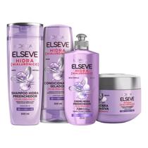 Kit Elseve Hidra Hialurônico Sh 200ml, Condicionador 200ml, Máscara de Tratamento 300g e Creme 250ml