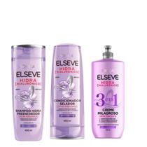 Kit Elseve Hidra Hialuronico Sh+Cond 400ml+Creme Para Pentear 3em1 500ml
