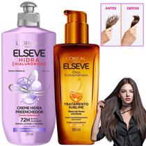 Kit Elseve Hidra Loreal Paris Acido Hialuronico 400ML Óleo Extraordinário Creme Intensivo Hidratação Antifrizz Kit Elseve Hidra Loreal Paris Acido Hialuronico 400ML Óleo Extraordinário Creme Intensivo Hidratação Antifrizz