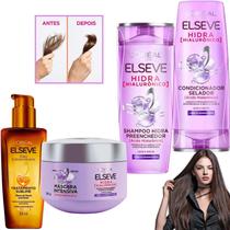 Kit Elseve Hidra Loreal Paris Acido Hialuronico 400ML Óleo Extraordinário Tratamento Intensivo Hidratação Antifrizz Kit Elseve Hidra Loreal Paris Acido Hialuronico 400ML Óleo Extraordinário Tratamento Intensivo Hidratação Antifrizz