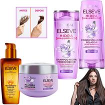 Kit Elseve Hidra Loreal Paris Acido Hialuronico 400ML Óleo Extraordinário Tratamento Intensivo Hidratação Antifrizz - Loreal Paris