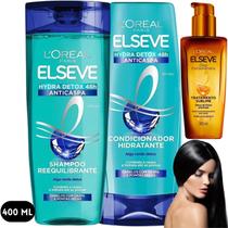 Kit Elseve Hydra Detox Anticaspa 48H Óleo Extraordinário Loreal Paris 400 ML Purificante Raiz