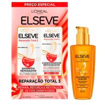 Kit Elseve Kit Shampoo 375ml + Condicionador Reparação Total 5 170ml + Óleo Extraordinário 100ml