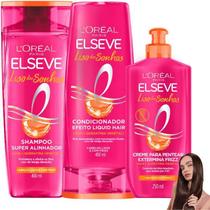 Kit Elseve Liso dos Sonhos ShamP. + Cond. 400ml + Creme de Pentear 250ml - LOREAL