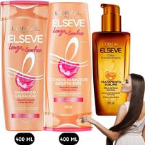 Kit Elseve Longo dos Sonhos Anti-Corte Oleo Extraordinario Loreal Paris Repara os ultimos 3 cm