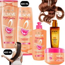 Kit Elseve Longos dos Sonhos Creme Óleo Extraordinário Lisos Loreal Paris 400 ML Repara ultimos 3 cm
