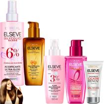 Kit Elseve Novo Sérum Leave In Liso dos Sonhos Elixir Óleo Extraordinário Acidificante Antifrizz