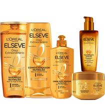 Kit Elseve Óleo Extraordinário Nutrição Cabelos Secos Creme