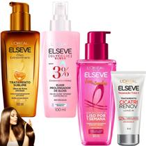 Kit Elseve Óleo Extraordinário Sérum Liso dos Sonhos Leave In Cicatri Renov Sérum Elixir Acidificante
