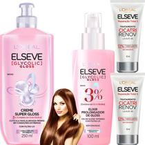 Kit Elseve Reparação Total 5 Glycolic Gloss Elixir Creme Kit Elseve Reparação Total 5 Glycolic Gloss Elixir Creme