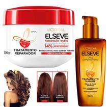 Kit Elseve Reparação Total 5 Loreal Paris Óleo Extraordinário Cicatri Antifrizz Cabelos Danificados