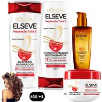 Kit Elseve Reparação Total 5 Loreal Paris Óleo Extraordinario Mascara 400 ML Cabelos Danificados