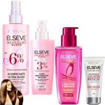 Kit Elseve Sérum Leave In Novo Liso dos Sonhos Cicatri Renov Glycolic Antifrizz Brilho Termico Botox