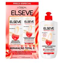 Kit Elseve Shampoo 375ml + Condicionador 170ml + Creme De Pentear Reparação Total 5 250ml Kit Elseve Shampoo 375ml + Condicionador 170ml + Creme De Pentear Reparação Total 5 250ml