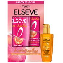 Kit Elseve Shampoo 375ml e Condicionador 170ml Liso dos Sonhos + Óleo Extraordinário 100ml