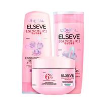 Kit Elseve Shampoo Condicionador 400 ml + Mascara Tratamento Glycolic Gloss - Loreal