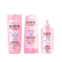 Kit Elseve Shampoo Condicionador Creme Pentear Glycolic Gloss 400ml