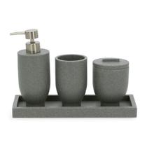 Kit em Poliresina Para Banheiro Cinza 4 Peças 19175 Mart