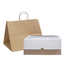 Kit Embalagem para Torta - Caixa com visor 25x25x10 + Sacola de Papel Kraft