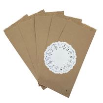 Kit Embalagem Saco Kraft + Papel Rendado 14cm 150 Unidades