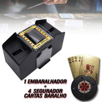 Kit Embaralhador Misturador Cartas Baralho Automático + 4 Seguradores De Cartas - Casino Game Card