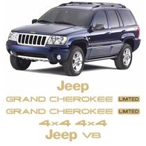 Kit Emblema Adesivo Jeep Grand Cherokee V8 1996/1999 Dourado Kit Emblema Adesivo Jeep Grand Cherokee V8 1996/1999 Dourado