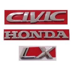 kit emblema letreiro cromado Honda Civic LX 3 peças ano modelo 97 até 2000 kit emblema letreiro cromado Honda Civic LX 3 peças ano modelo 97 até 2000