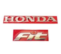 kit emblema letreiro duas peças escrita Honda fit com pingo vermelho cromado kit emblema letreiro duas peças escrita Honda fit com pingo vermelho cromado
