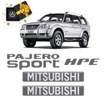 Kit Emblema Pajero Sport Hpe 2009 Adesivo Mitsubishi Grafite