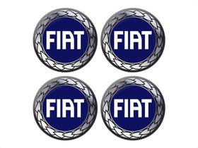 Kit Emblema Para Calota Resinado 4un Fiat 48 Mm Azul