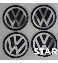 Kit Emblema Resina Adesivo Volkswagen Calota Roda 60mm Preto