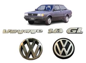 Kit emblema voyage 1.8 gl vw mala prata e logo grade 91/94