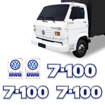 Kit Emblemas 7-100 Caminhão Volkswagen Mwm Branco Resinado
