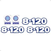 Kit Emblemas 8-120 Caminhão Volkswagen Mwm Adesivo Branco