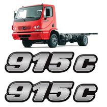 Kit Emblemas 915 C Mercedes Benz Adesivo Caminhão Lateral