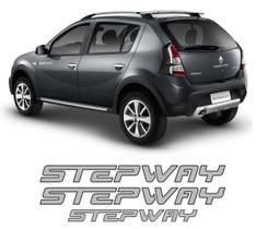 Kit Emblemas adesivos Sandero Stepway 2012/13/14 Cinza Claro