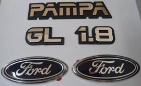 Kit Emblemas Cromados Pampa + Gl + 1.8+ 2 Ford