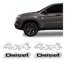 Kit Emblemas Fiat Toro 4x4 Diesel Adesivo Cromado Resinado