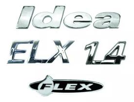 Kit Emblemas Idea Elx 1.4 Cromados E Adesivo Flex