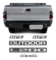 Kit Emblemas L200 Outdoor 4x4 Hpe 2007 Adesivo Escovado