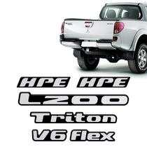 Kit Emblemas L200 Triton Hpe V6 Flex 2010 Adesivos Resinados