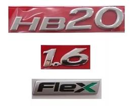 Kit Emblemas Letreiro Hyundai Hb20 1.6 Flex 2012 A 2018